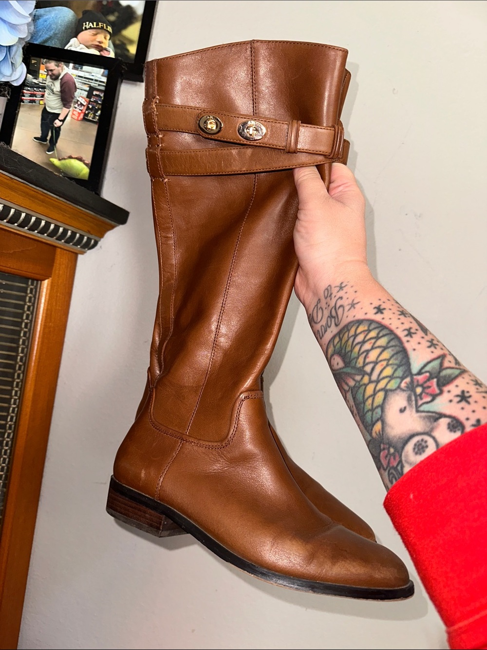 Coach Brown Leather Knee-High Riding Boots - Picture 3 of 8
